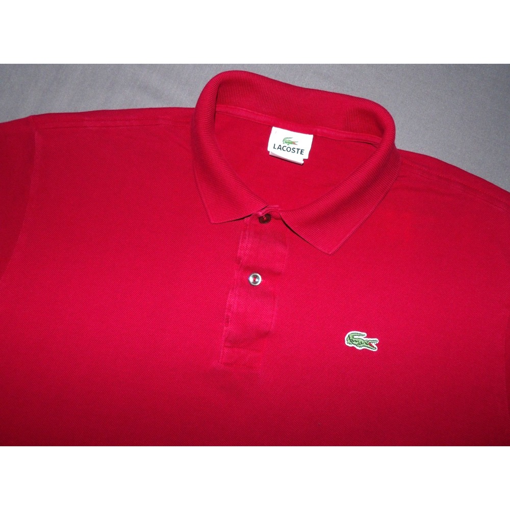 LACOSTE Short Sleeved Burgundy Knit Cotton Polo Golf Shirt Men's 7 (XL)